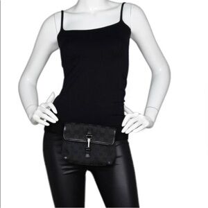 Authentic GUCCI small waist bag/fanny pack bum bag black monogram canvas